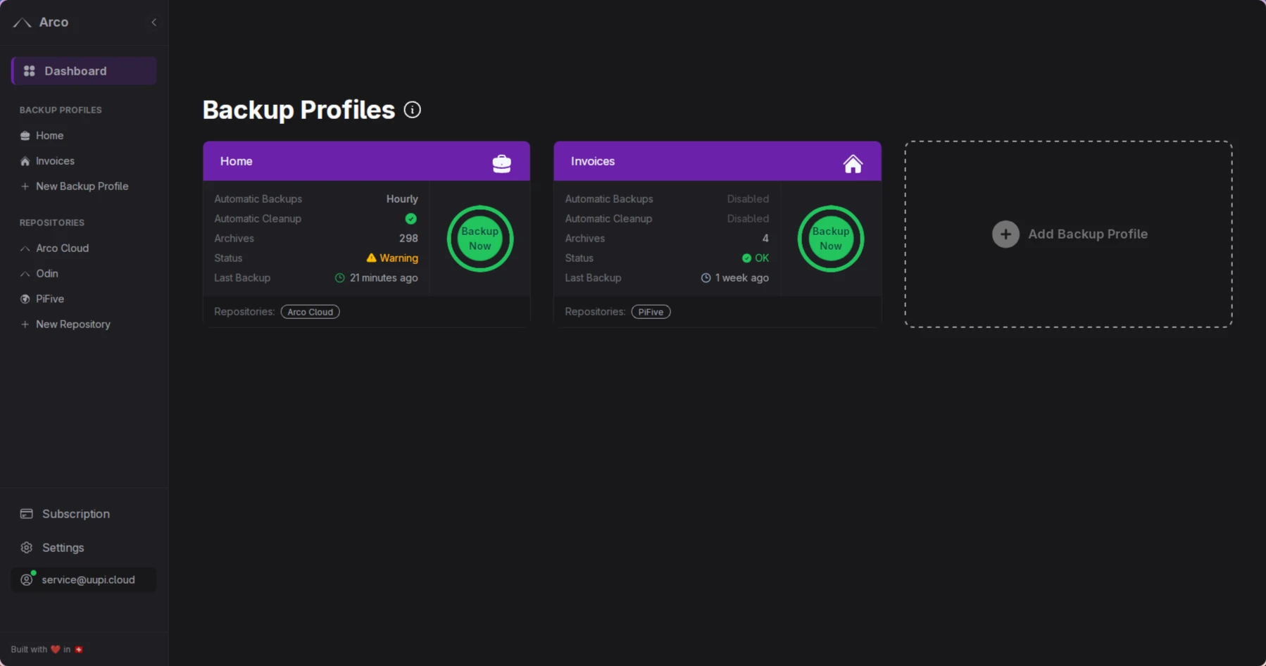 Arco Backup screenshot