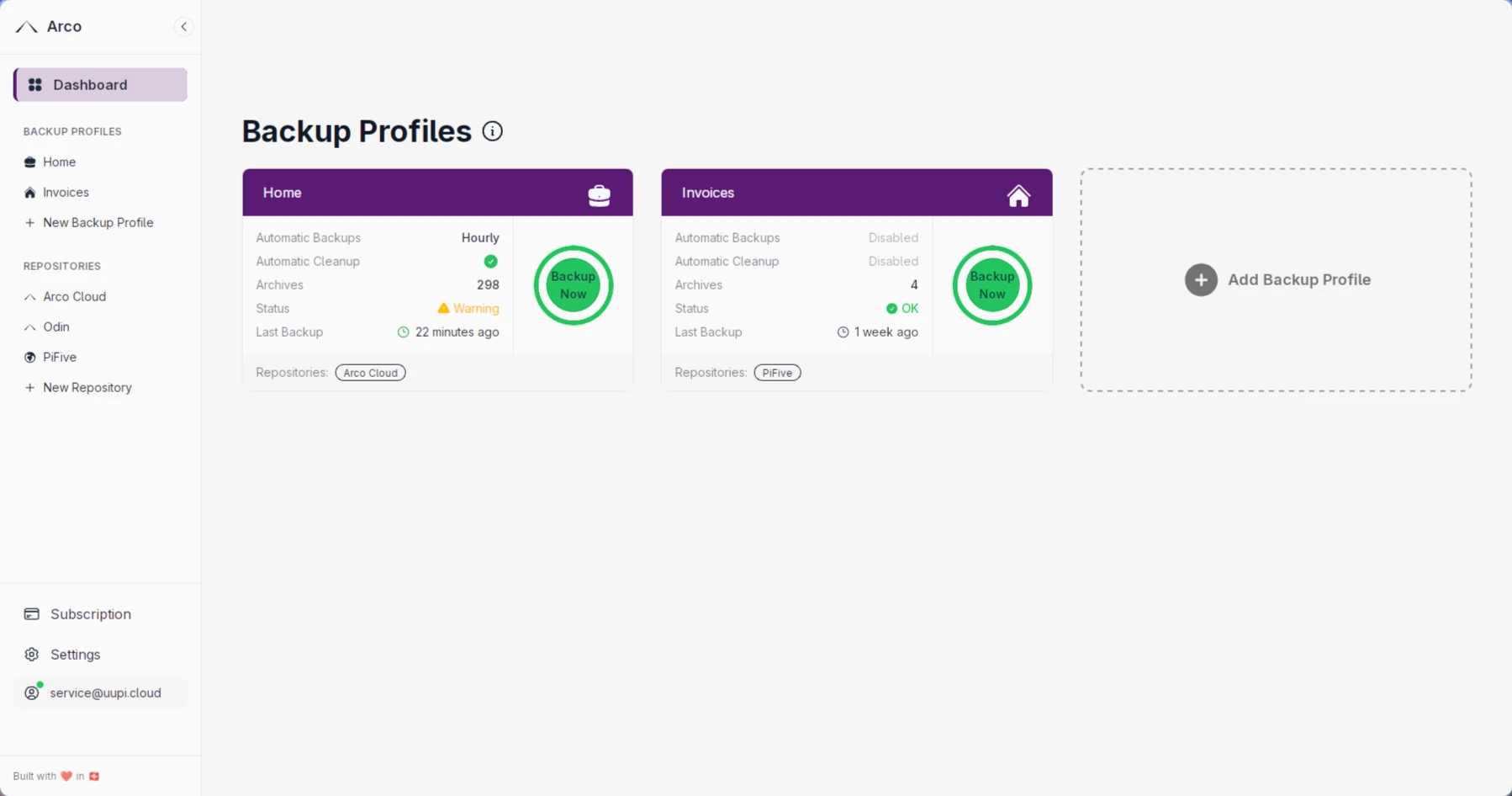 Arco Backup screenshot